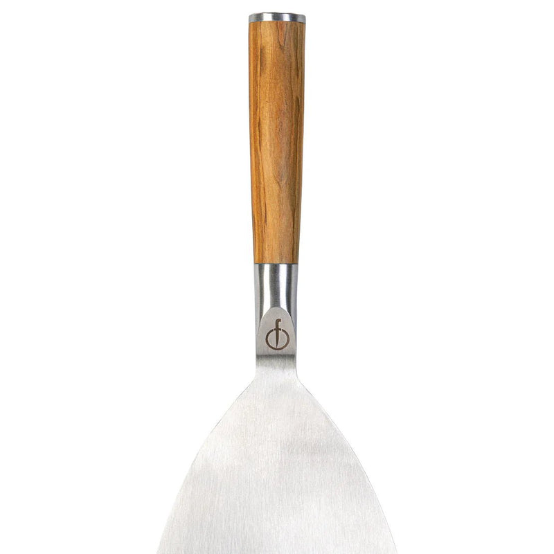 STYLE DE VIE - AUTHENTIC - FORGED - Forged BBQ Plancha Spatula, 2mm thick, Olive Wood, SS Home & Kitchen