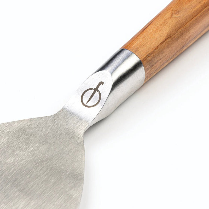 STYLE DE VIE - AUTHENTIC - FORGED - Forged BBQ Plancha Spatula, 2mm thick, Olive Wood, SS Home & Kitchen