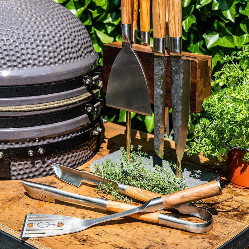 STYLE DE VIE - AUTHENTIC - FORGED - Forged BBQ Spatula, Olive Wood, SS Home & Kitchen