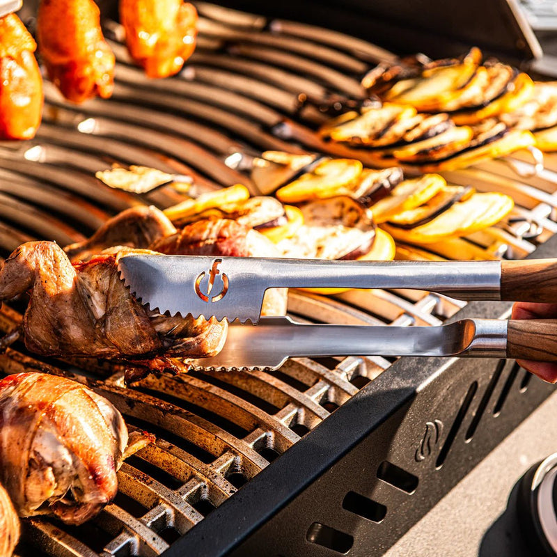 STYLE DE VIE - AUTHENTIC - FORGED - Forged BBQ Tongs XL, Olive Wood, SS Home & Kitchen