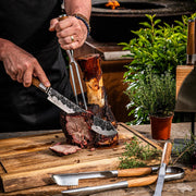 STYLE DE VIE - AUTHENTIC - FORGED - Forged BBQ Tongs XL, Olive Wood, SS Home & Kitchen