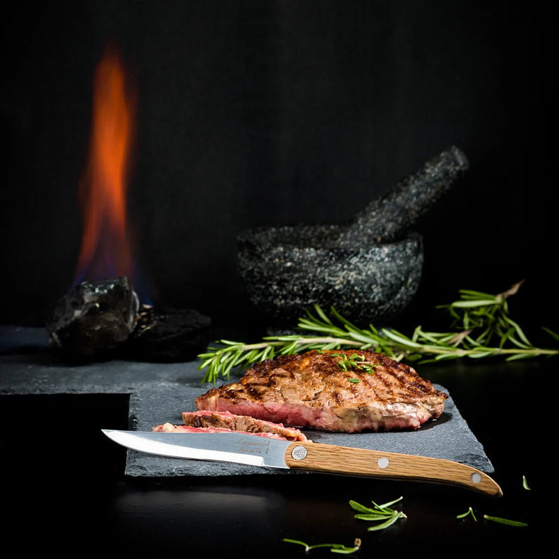 STYLE DE VIE - AUTHENTIC - LAGUIOLE Innovation Collection - Steak Knives, 4.3" Oak Wood Home & Kitchen