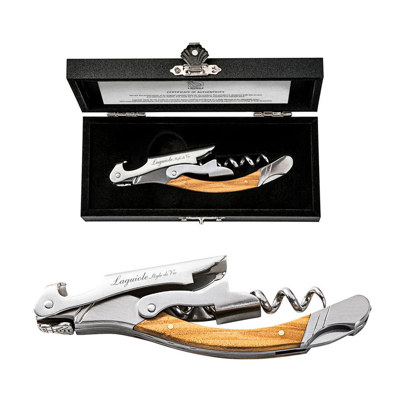 STYLE DE VIE - AUTHENTIC - LAGUIOLE Luxury Line - Corkscrew, Olive Wood, SS Home & Kitchen