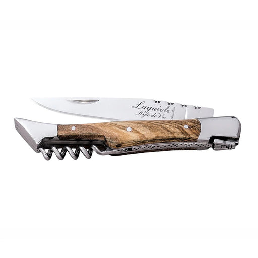 STYLE DE VIE - AUTHENTIC - LAGUIOLE Luxury Line - Pocket Knife with Corksrew, 3.4", Olive wood Hardware