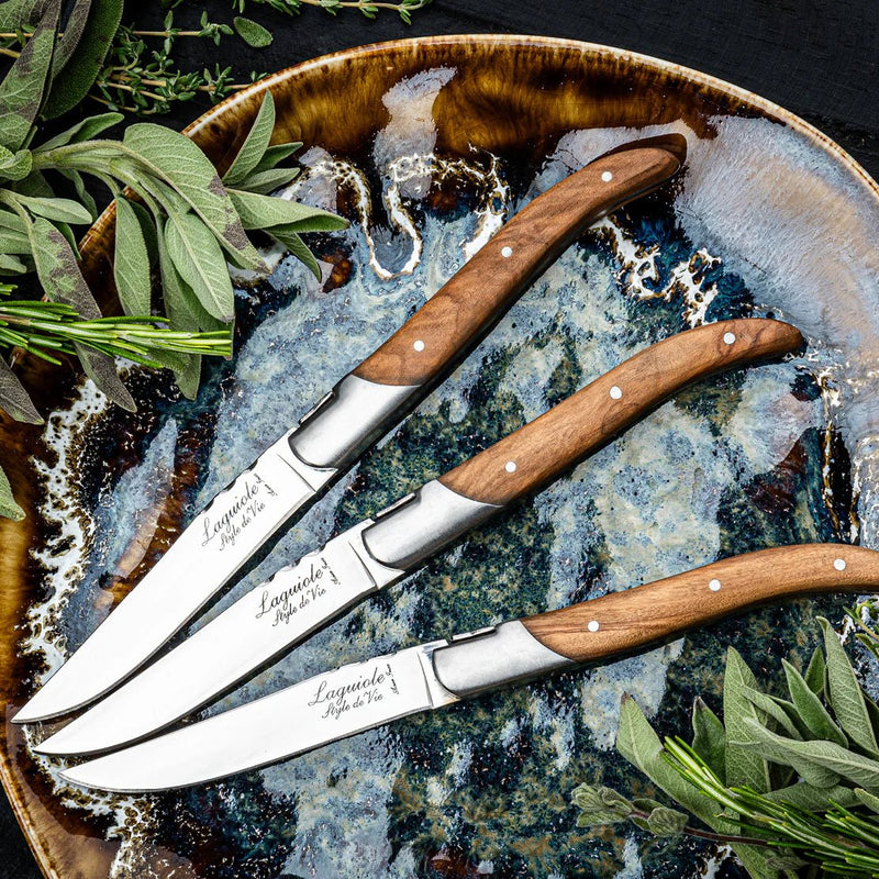 STYLE DE VIE - AUTHENTIC - LAGUIOLE Luxury Line - Steak Knives Home & Kitchen Olive Wood
