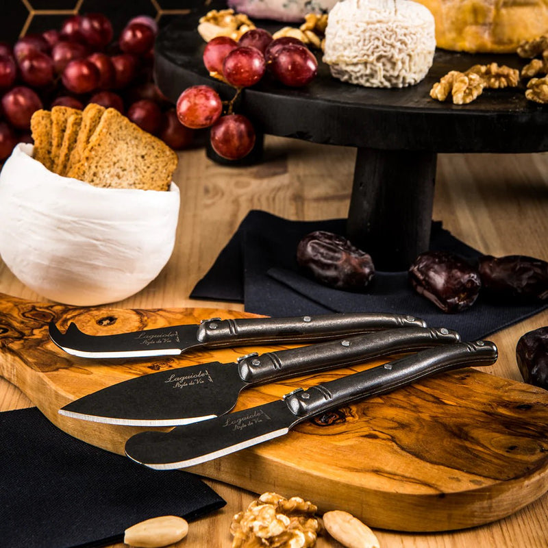 STYLE DE VIE - AUTHENTIC - LAGUIOLE Premium Collection - Cheese Knives, 3 Home & Kitchen Black