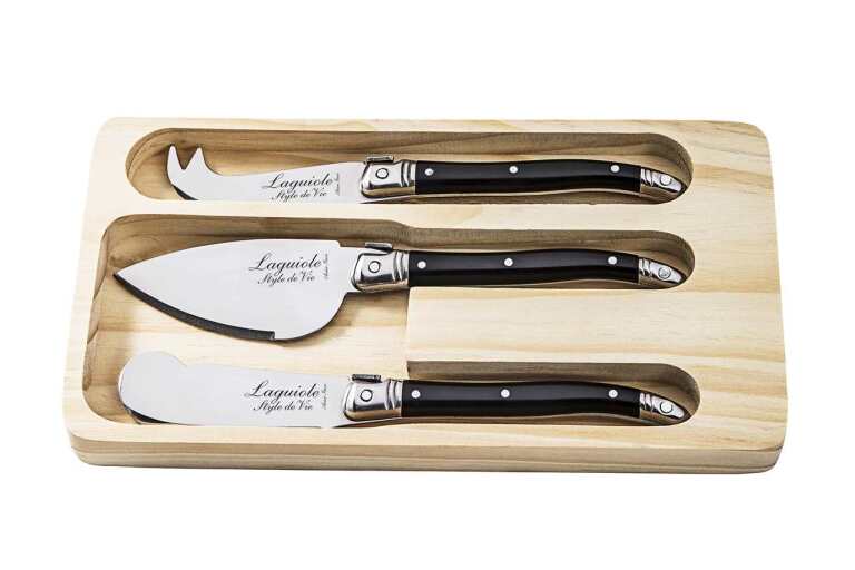 STYLE DE VIE - AUTHENTIC - LAGUIOLE Premium Collection - Cheese Knives, 3 Home & Kitchen Black
