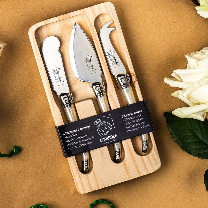 STYLE DE VIE - AUTHENTIC - LAGUIOLE Premium Collection - Cheese Knives, 3 Home & Kitchen Black