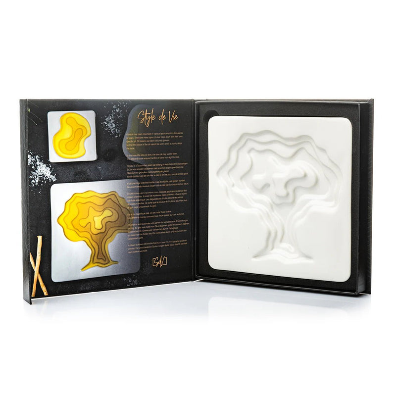 STYLE DE VIE - AUTHENTIC - Olive Oil Bowl, Tree Shape, 7x7"/18x18cm, Ceramic, White Home & Kitchen
