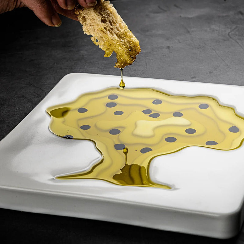 STYLE DE VIE - AUTHENTIC - Olive Oil Bowl, Tree Shape, 7x7"/18x18cm, Ceramic, White Home & Kitchen