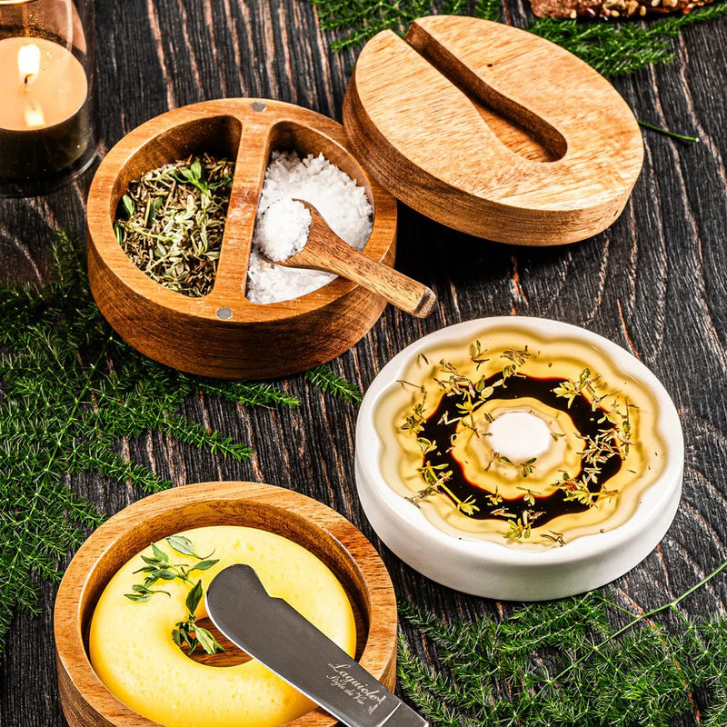 STYLE DE VIE - AUTHENTIC - Olive Oil, Butter Dish and Salt & Pepper Cellar Set Home & Kitchen