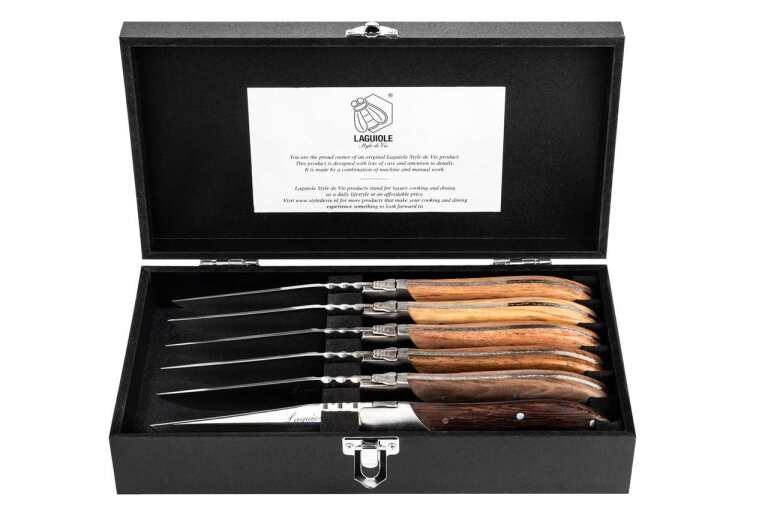 STYLE DE VIE - LAGUIOLE Luxury Line - Steak Knives 4.1"/10.5cm, Mixed woo Home & Kitchen