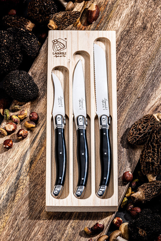 STYLE DE VIE - LAGUIOLE Premium - Kitchen Knives 3 - Pcs Set, Black, SS, Home & Kitchen