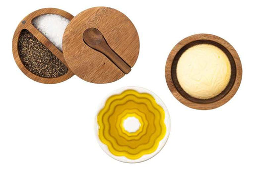 STYLE DE VIE - Olive Oil Dish, Wht Butter Dish, Salt &amp
