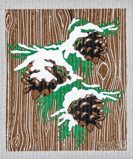 Swedish Cloths - Snowy Pinecones Wet - it Cloth Grey