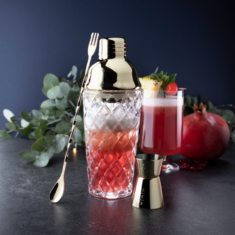Taylor's Eye Witness - Embossed Glass Cocktail Set / 3 Gold Home & Kitchen