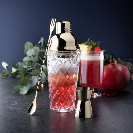 Taylor's Eye Witness - Embossed Glass Cocktail Set / 3 Gold Home & Kitchen