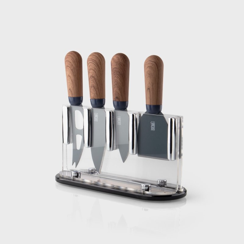 TEW - Cheese Knife set/4 w/acrylic block - Walnut Home & Kitchen