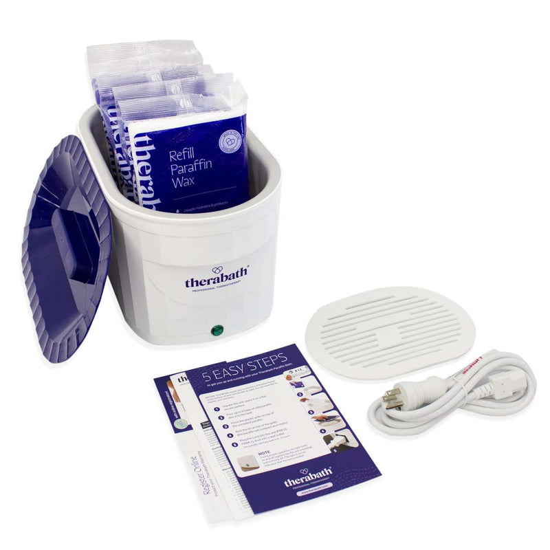 Therabath TB6 paraffin bath with 6 lb peach paraffin wax and supplied accessories