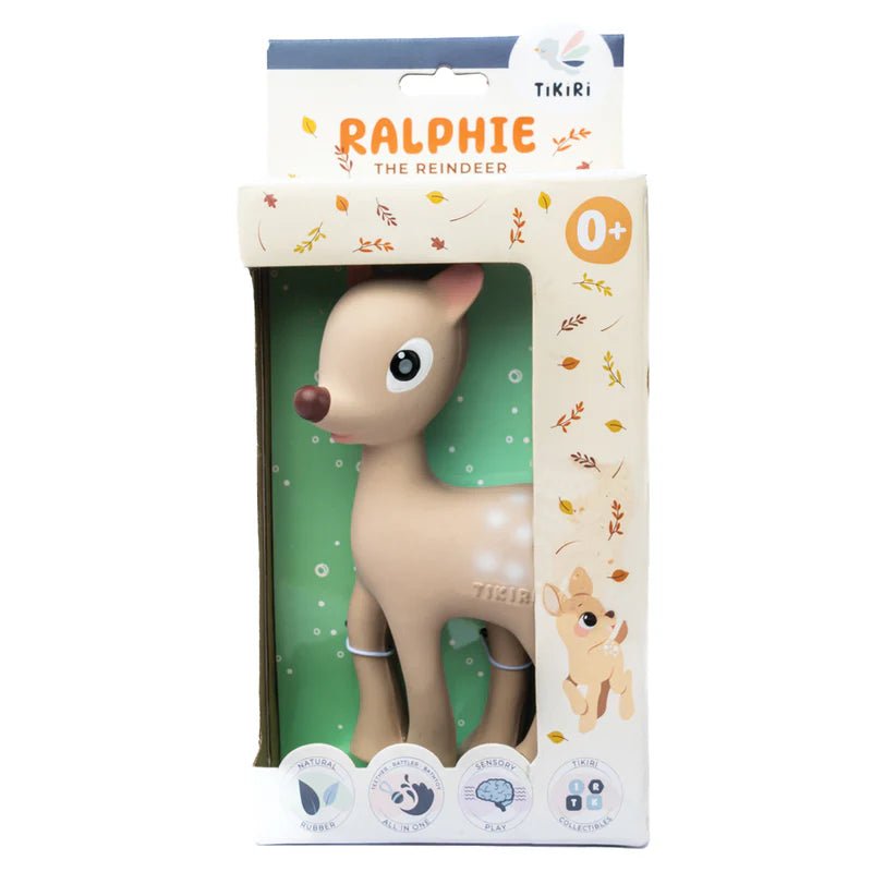 TIKIRI - RALPHIE THE REINDEER NATURAL RUBBER TOY 6.5"H Toys & Games
