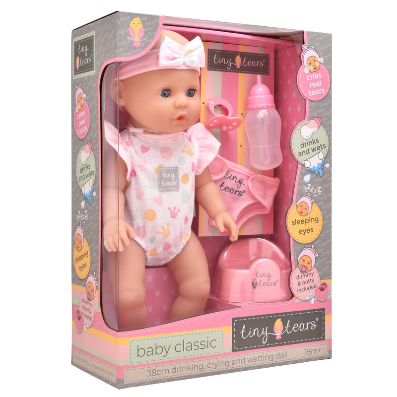 TINY TEARS - DRINK & WET BABY CLASSIC DOLL STYLE 01 - 38CM H Toys & Games