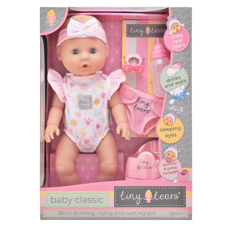 TINY TEARS - DRINK & WET BABY CLASSIC DOLL STYLE 01 - 38CM H Toys & Games