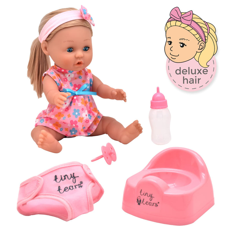 TINY TEARS - DRINK & WET CLASSIC DOLL W/HAIR - 38CM H Games & Toys