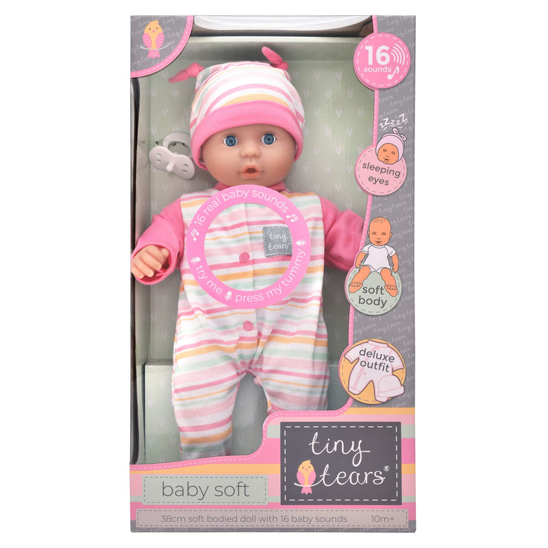TINY TEARS - TALKING BABY SOFT DOLL W/16 SOUNDS - 38CM H Toys & Games