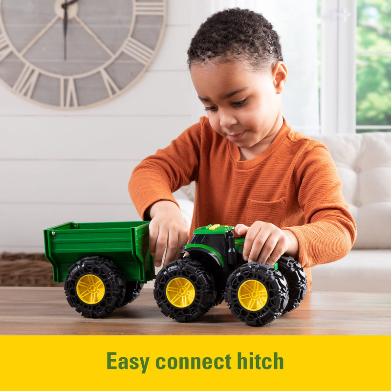 TOMY - John Deere - Monster Treads Tractor With Wagon Toys & Games