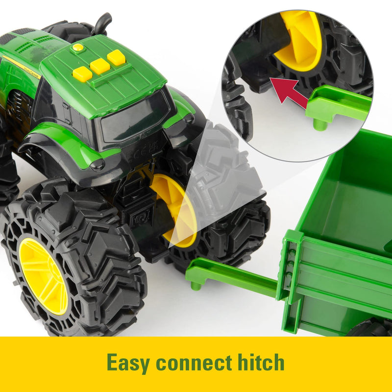 TOMY - John Deere - Monster Treads Tractor With Wagon Toys & Games