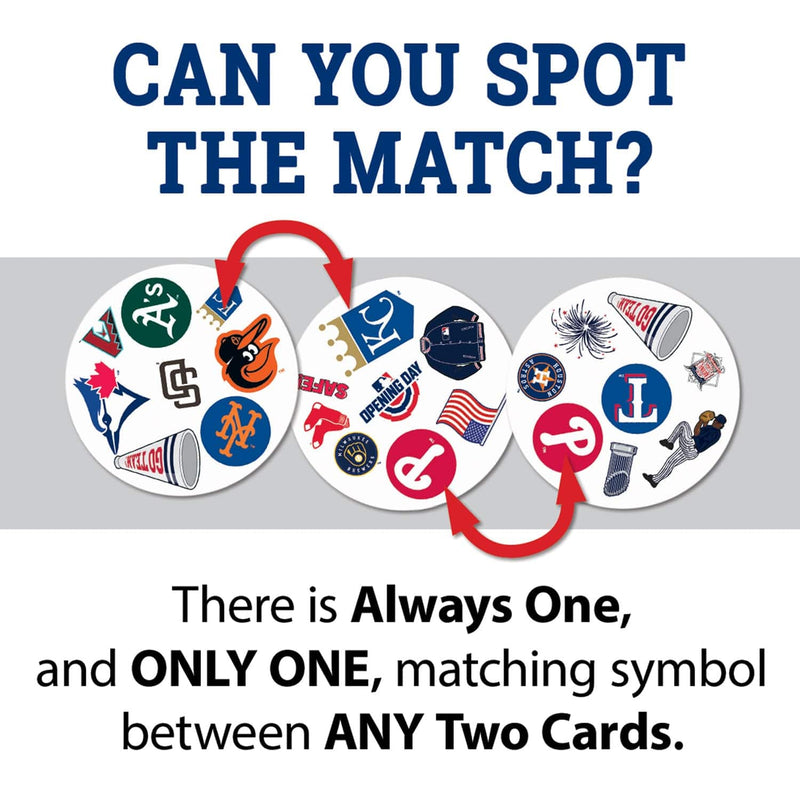 MasterPieces - MLB - League Spot It! Card Game — Spot the matching symbol