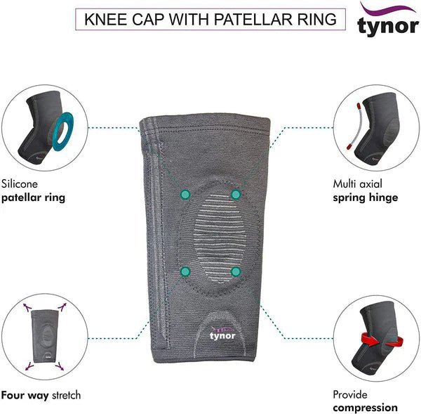 Tynor - KNEE CAP CLOSE PATELLA (WITH HINGE) Health & Wellness SMALL