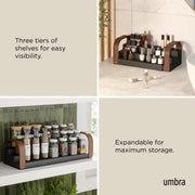 UMBRA - Bellwood 3 - Tier Spice Shelf | Kitchen Countertop Organizer and Storage Rack Home & Kitchen Black - Walnut