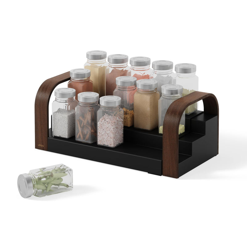 UMBRA - Bellwood 3 - Tier Spice Shelf | Kitchen Countertop Organizer and Storage Rack Home & Kitchen Black - Walnut
