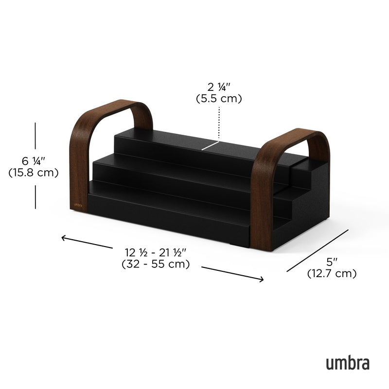 UMBRA - Bellwood 3 - Tier Spice Shelf | Kitchen Countertop Organizer and Storage Rack Home & Kitchen Black - Walnut