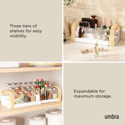UMBRA - Bellwood 3 - Tier Spice Shelf | Kitchen Countertop Organizer and Storage Rack Home & Kitchen White - Natural