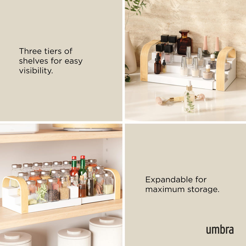 UMBRA - Bellwood 3 - Tier Spice Shelf | Kitchen Countertop Organizer and Storage Rack Home & Kitchen White - Natural
