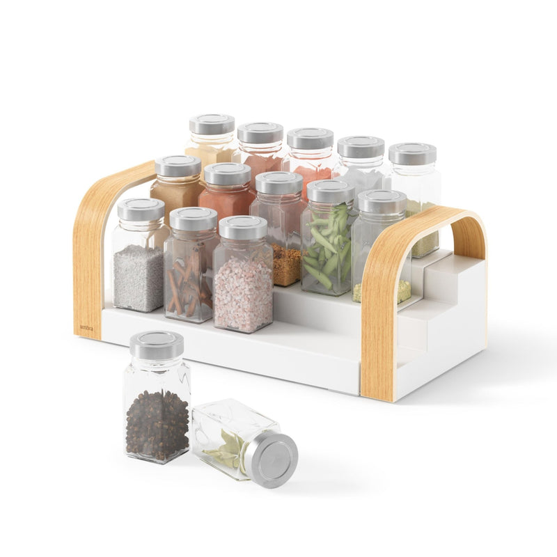 UMBRA - Bellwood 3 - Tier Spice Shelf | Kitchen Countertop Organizer and Storage Rack Home & Kitchen White - Natural