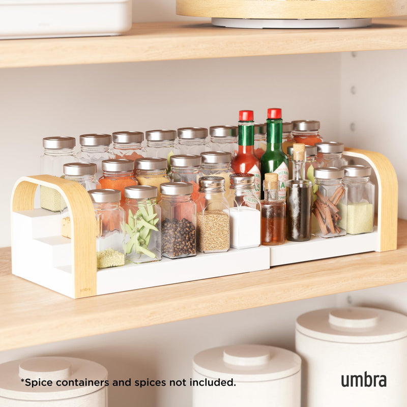 UMBRA - Bellwood 3 - Tier Spice Shelf | Kitchen Countertop Organizer and Storage Rack Home & Kitchen White - Natural