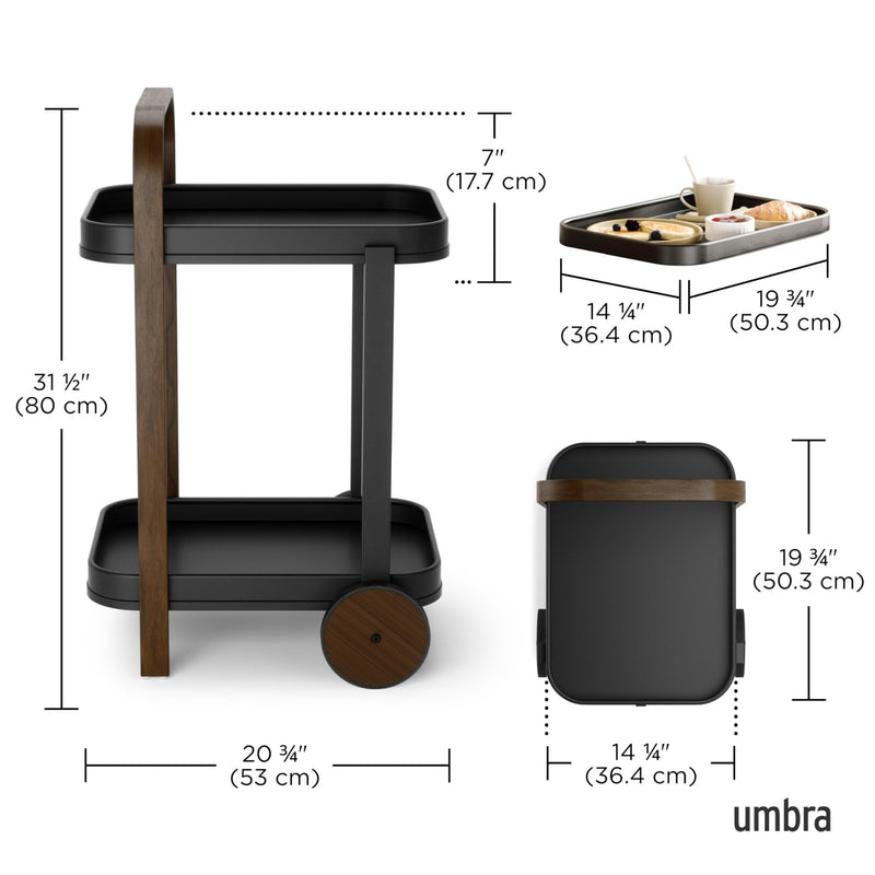 UMBRA - Bellwood Bar & Storage Cart Home & Kitchen Black - Walnut