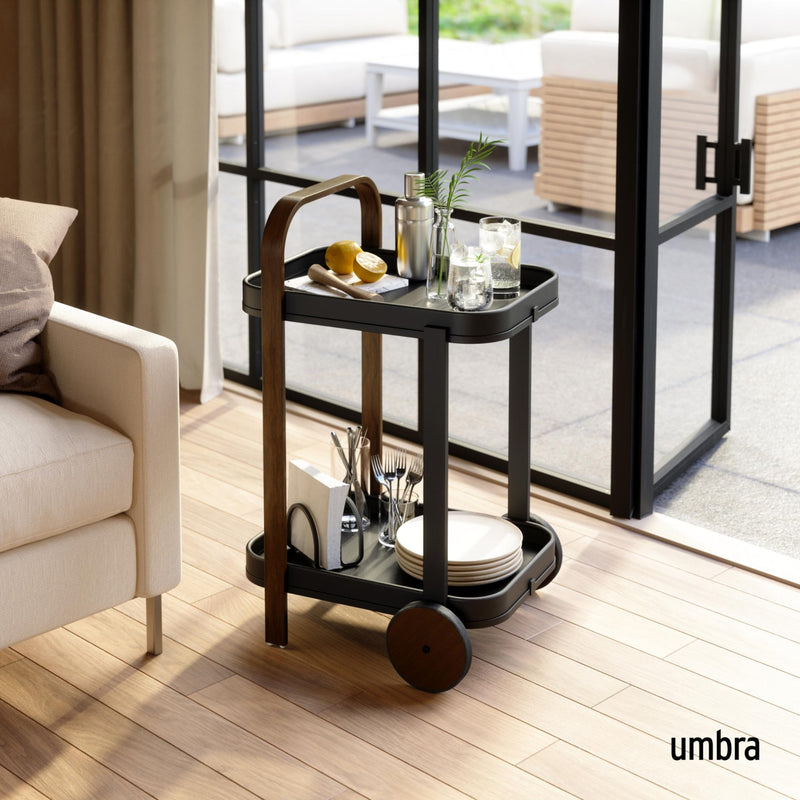 UMBRA - Bellwood Bar & Storage Cart Home & Kitchen Black - Walnut