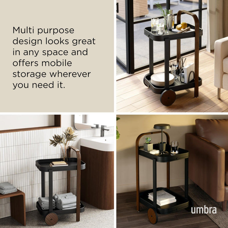 UMBRA - Bellwood Bar & Storage Cart Home & Kitchen Black - Walnut