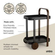 UMBRA - Bellwood Bar & Storage Cart Home & Kitchen Black - Walnut