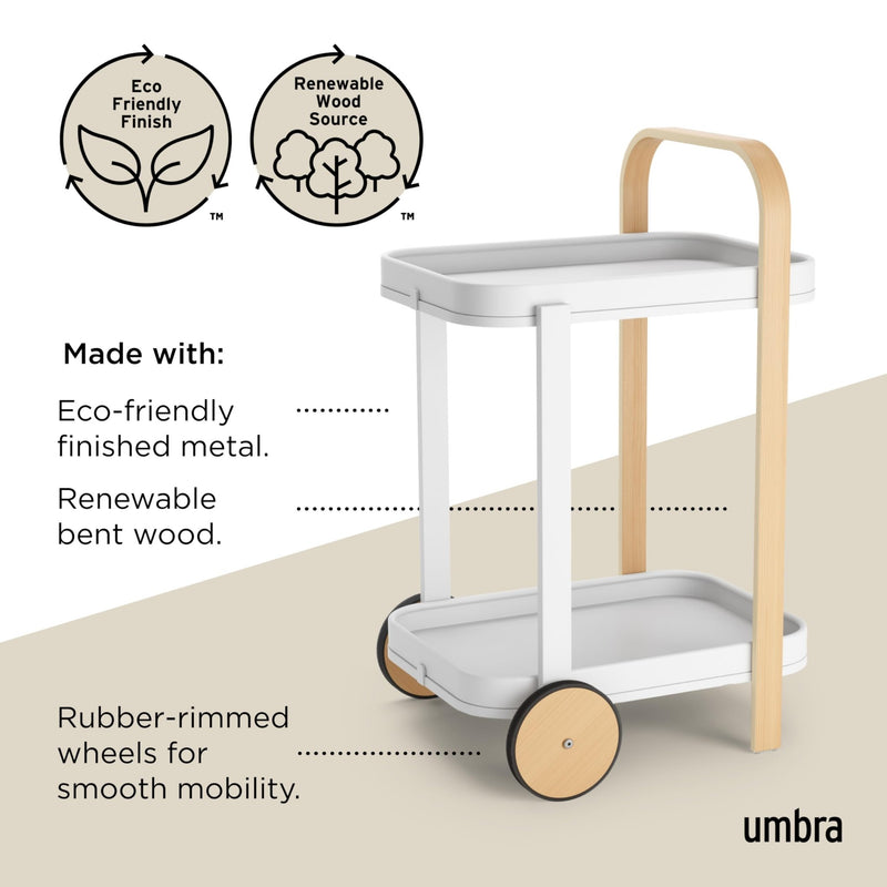 UMBRA - Bellwood Bar & Storage Cart Home & Kitchen White - Natural