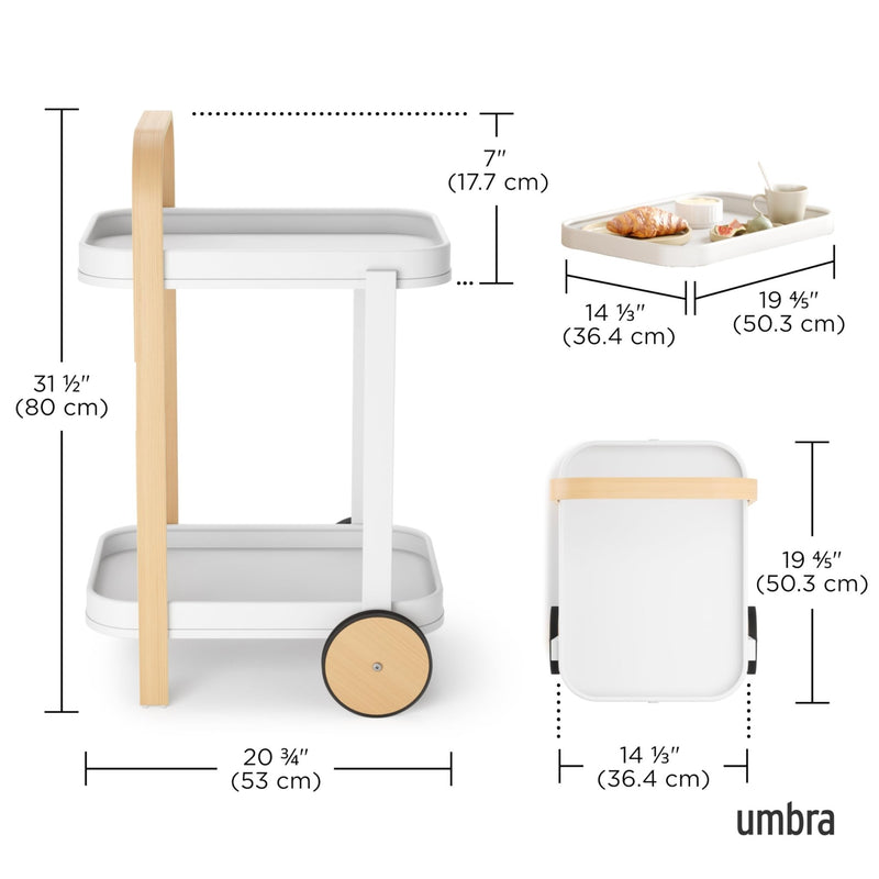 UMBRA - Bellwood Bar & Storage Cart Home & Kitchen White - Natural