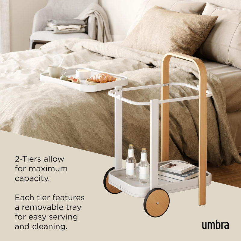 UMBRA - Bellwood Bar & Storage Cart Home & Kitchen White - Natural