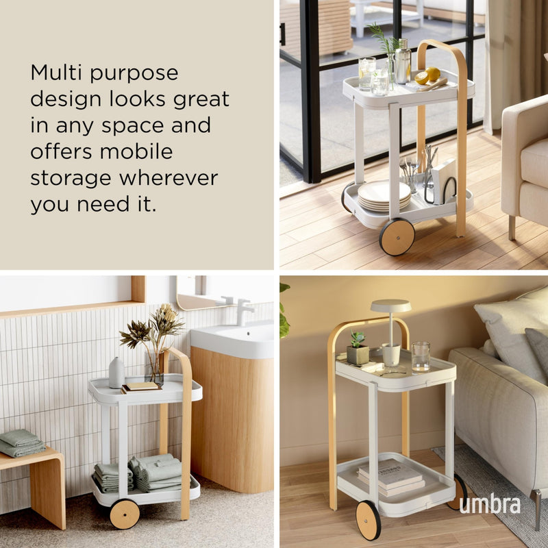 UMBRA - Bellwood Bar & Storage Cart Home & Kitchen White - Natural