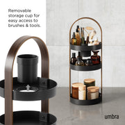 UMBRA - Bellwood Cosmetic Organizer | Makeup and Toiletry Storage Countertop Stand Home & Kitchen Black - Walnut