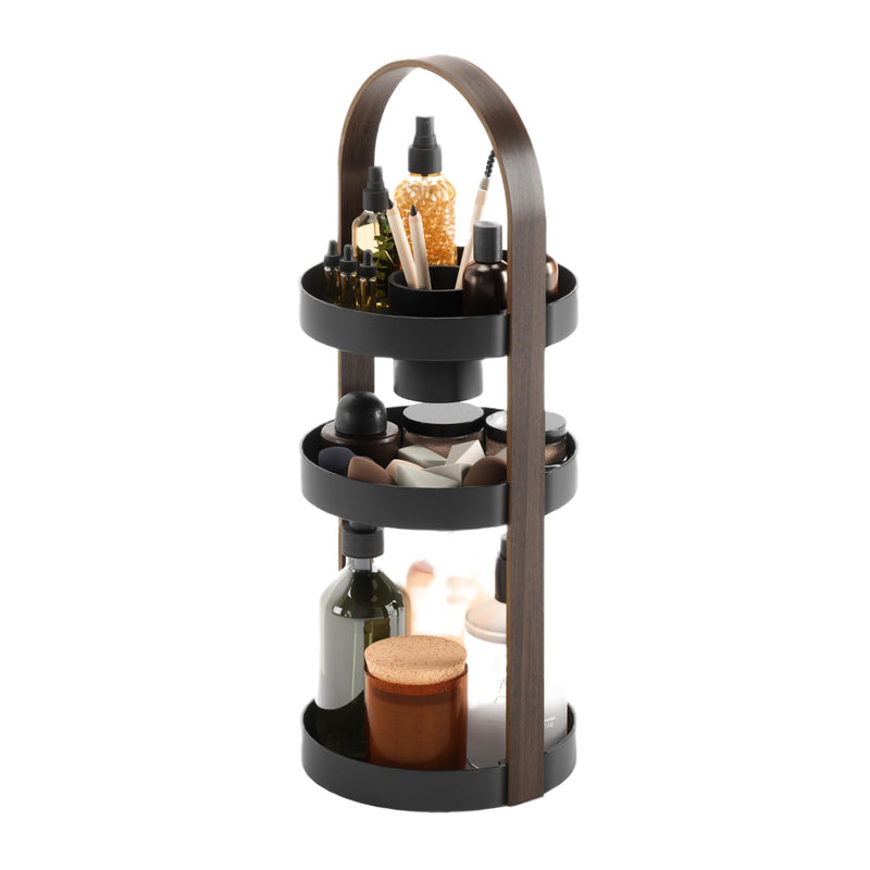 UMBRA - Bellwood Cosmetic Organizer | Makeup and Toiletry Storage Countertop Stand Home & Kitchen Black - Walnut