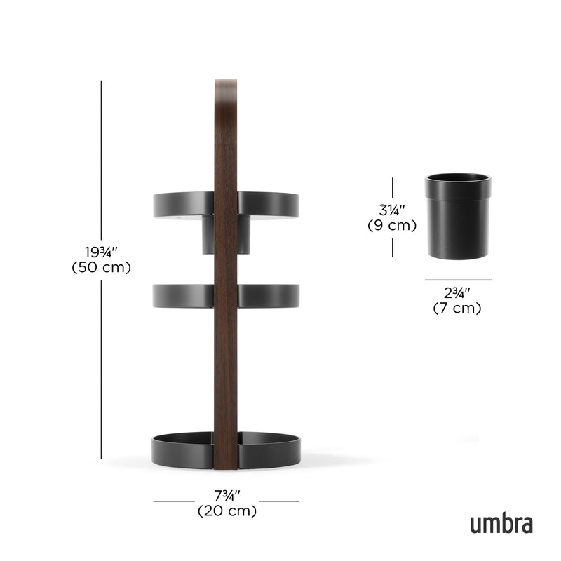 UMBRA - Bellwood Cosmetic Organizer | Makeup and Toiletry Storage Countertop Stand Home & Kitchen Black - Walnut